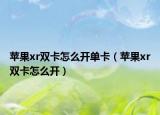 蘋果xr雙卡怎么開單卡（蘋果xr雙卡怎么開）