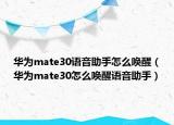 華為mate30語(yǔ)音助手怎么喚醒（華為mate30怎么喚醒語(yǔ)音助手）