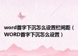 word首字下沉怎么設(shè)置欄間距（WORD首字下沉怎么設(shè)置）