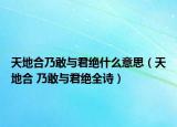 天地合乃敢與君絕什么意思（天地合 乃敢與君絕全詩）