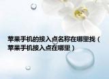 蘋果手機的接入點名稱在哪里找（蘋果手機接入點在哪里）