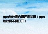 gpu縮放是啟用還是禁用（gpu縮放要不要打開）