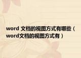 word 文檔的視圖方式有哪些（word文檔的視圖方式有）