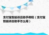 支付寶智能語音助手教程（支付寶智能語音助手怎么用）