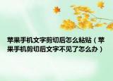 蘋(píng)果手機(jī)文字剪切后怎么粘貼（蘋(píng)果手機(jī)剪切后文字不見(jiàn)了怎么辦）