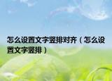 怎么設(shè)置文字豎排對齊（怎么設(shè)置文字豎排）