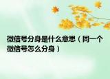微信號(hào)分身是什么意思（同一個(gè)微信號(hào)怎么分身）