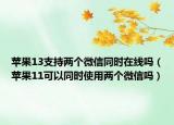 蘋果13支持兩個微信同時在線嗎（蘋果11可以同時使用兩個微信嗎）