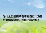 為什么微信視頻看不到自己（為什么微信視頻看不到自己和對方）