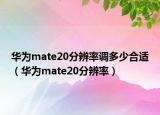 華為mate20分辨率調(diào)多少合適（華為mate20分辨率）