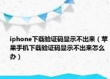iphone下載驗證碼顯示不出來（蘋果手機下載驗證碼顯示不出來怎么辦）