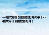 avi格式用什么播放器打開知乎（avi格式用什么播放器打開）