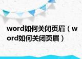 word如何關(guān)閉頁眉（word如何關(guān)閉頁眉）