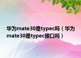 華為mate30是typec嗎（華為mate30是typec接口嗎）