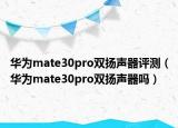 華為mate30pro雙揚聲器評測（華為mate30pro雙揚聲器嗎）