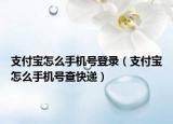 支付寶怎么手機號登錄（支付寶怎么手機號查快遞）
