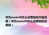 華為mate30怎么設(shè)置指紋開啟應(yīng)用（華為mate30怎么設(shè)置指紋應(yīng)用鎖）