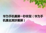 華為手機(jī)黑屏一秒恢復(fù)（華為手機(jī)莫名其妙黑屏）