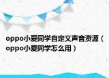 oppo小愛同學(xué)自定義聲音資源（oppo小愛同學(xué)怎么用）