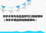 拼多多發(fā)布商品品牌可以隨便填嗎（拼多多填品牌能隨便填嗎）