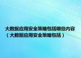 大數(shù)據(jù)應(yīng)用安全策略包括哪些內(nèi)容（大數(shù)據(jù)應(yīng)用安全策略包括）