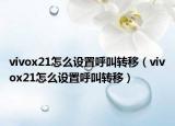 vivox21怎么設(shè)置呼叫轉(zhuǎn)移（vivox21怎么設(shè)置呼叫轉(zhuǎn)移）