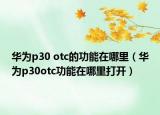 華為p30 otc的功能在哪里（華為p30otc功能在哪里打開）