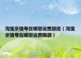 淘寶親情號(hào)在哪里設(shè)置額度（淘寶親情號(hào)在哪里設(shè)置限額）