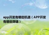 app開發(fā)有哪些機(jī)遇（APP開發(fā)有哪些弊端）