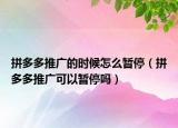 拼多多推廣的時(shí)候怎么暫停（拼多多推廣可以暫停嗎）