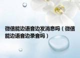 微信能邊語音邊發(fā)消息嗎（微信能邊語音邊錄音嗎）