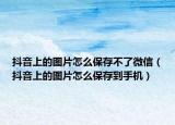 抖音上的圖片怎么保存不了微信（抖音上的圖片怎么保存到手機(jī)）