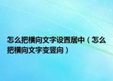 怎么把橫向文字設(shè)置居中（怎么把橫向文字變豎向）