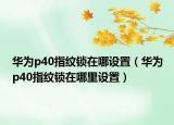 華為p40指紋鎖在哪設(shè)置（華為p40指紋鎖在哪里設(shè)置）