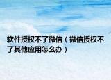 軟件授權(quán)不了微信（微信授權(quán)不了其他應(yīng)用怎么辦）