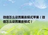微信怎么設(shè)置黑夜模式蘋果（微信怎么設(shè)置黑夜模式）