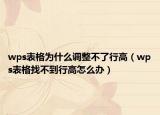 wps表格為什么調(diào)整不了行高（wps表格找不到行高怎么辦）