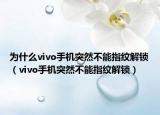 為什么vivo手機(jī)突然不能指紋解鎖（vivo手機(jī)突然不能指紋解鎖）