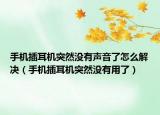 手機(jī)插耳機(jī)突然沒(méi)有聲音了怎么解決（手機(jī)插耳機(jī)突然沒(méi)有用了）