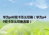 華為p40雙卡怎么切換（華為p40雙卡怎么切換流量）