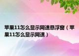 蘋果11怎么顯示網(wǎng)速懸浮窗（蘋果11怎么顯示網(wǎng)速）