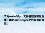 華為mate30pro文件管理在哪里查找（華為mate30pro文件管理在哪里）