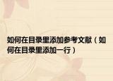 如何在目錄里添加參考文獻(xiàn)（如何在目錄里添加一行）
