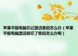 蘋果平板電腦忘記激活密碼怎么辦（蘋果平板電腦激活鎖忘了密碼怎么辦呢）