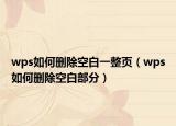 wps如何刪除空白一整頁(yè)（wps如何刪除空白部分）