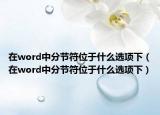 在word中分節(jié)符位于什么選項下（在word中分節(jié)符位于什么選項下）
