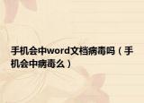 手機會中word文檔病毒嗎（手機會中病毒么）