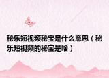秘樂短視頻秘寶是什么意思（秘樂短視頻的秘寶是啥）