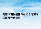 淘寶浮現(xiàn)權(quán)是什么意思（淘寶浮現(xiàn)權(quán)是什么意思）