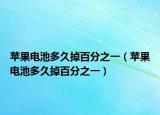 蘋果電池多久掉百分之一（蘋果電池多久掉百分之一）